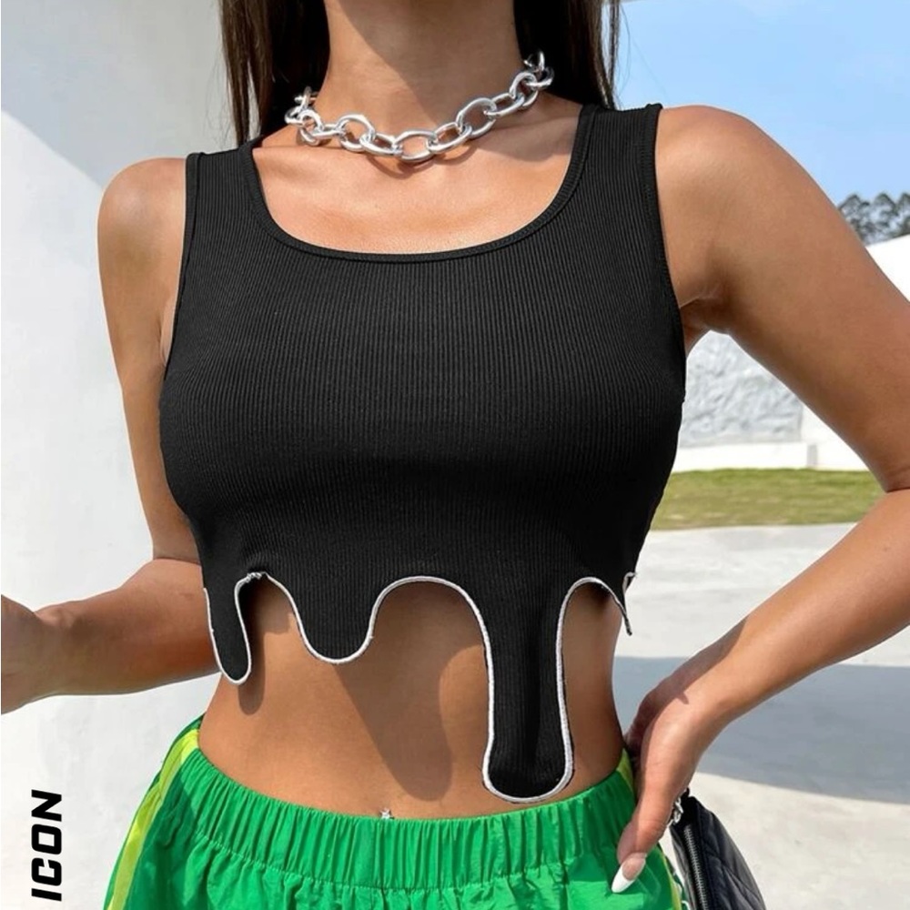 Black Asymmetrical Crop Top